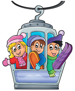 坐缆车的孩子电缆车主题图像1插画