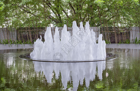 公园中美丽的喷泉城市池塘雕刻花园建筑建筑学狮子蓝色基线旅行背景