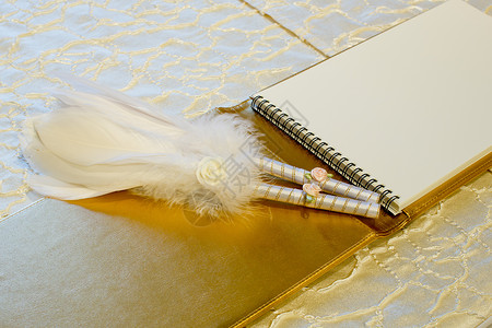 签到填写名字结婚登记簿和羽毛笔的照片 婚礼宾馆婚姻合同传统留言簿客人男人女士两个人签名结婚日背景