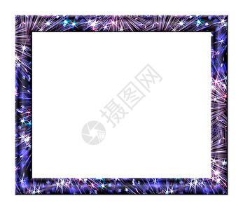 色彩多彩的边框画廊星星面包艺术矩形烟花插图摄影白色黑色背景图片