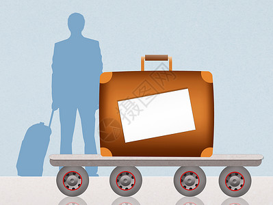 行李索赔门票旅行出港手提箱托运管制机场飞机场游客插图背景图片