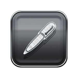 笔筒图标Pen 图标灰色 在白色背景上隔离背景
