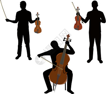 协奏曲音乐家大提琴边界女士小提琴插图细绳民间爵士乐低音摇杆插画