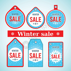 向量 冬季销售价格标签插图背景图片