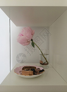 粉红小马庆典花园珠宝植物学金子植物牡丹树叶手镯花束背景图片