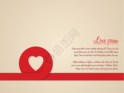 情人节贺卡插图丝带标签红色礼物问候语卡片商业背景图片