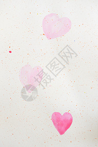 两幅粉红红心画在纸上粉色白色插图庆典情人背景图片