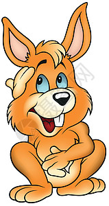 快乐的兔子小鬼插图野兔橙子卡通片微笑动物剪贴手绘背景图片