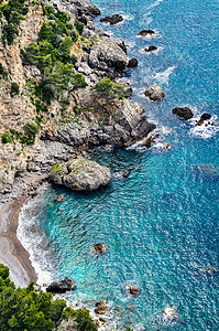 潘塔诺阿马尔菲海岸的岩石背景