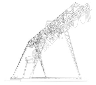 等轴测图甘特桥起重机铁路电缆高架梯子图形化光束支撑容量机器工程背景