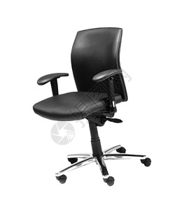 黑色皮革的办公椅奢华纺纱商业座位孤独椅子白色家具车轮机动性背景图片