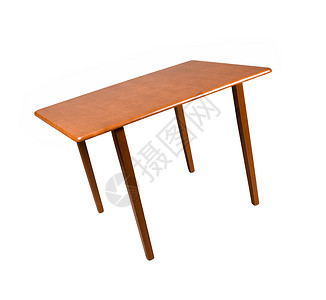 白色背景上的木桌家政木材家庭动产用餐棕色桌子木头装修家具背景图片