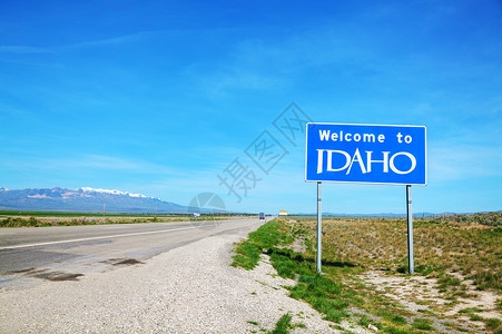 欢迎来到爱达荷标志旗帜海报边界旅行背景图片