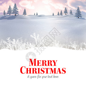 圣诞快乐贺词环境枞树计算机贺卡绘图风景森林树木雪花边界背景图片