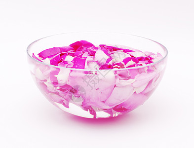 玻璃碗中带水的粉红玫瑰板杯子粉色粉红色水晶玫瑰温泉背景图片