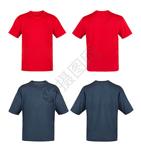 t恤网素材黑色和红色T恤衫衣柜白色店铺男人团体汗衫广告零售空白棉布背景