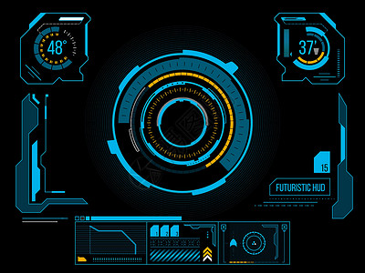 未来用户界面 HUD展示显示器科学控制板墙纸圆圈图表高科技游戏电子背景图片