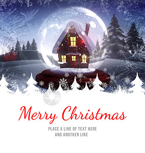 喜庆圣诞节的复合图像时候雪球装饰品字体计算机贺卡边界问候语绘图枞树背景图片
