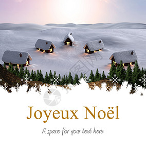 圣诞喜乐喜乐之音的复合图像绘图边界语言字体欢乐房子贺卡村庄森林计算机背景