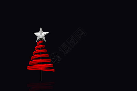 红色圣诞树螺旋形设计复合图像计算机装饰品数字螺旋星星绘图背景图片