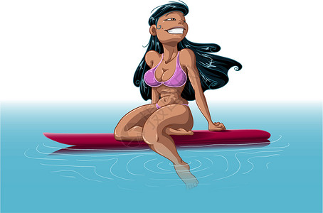 游艇比基尼夏威夷女性在游艇上插画