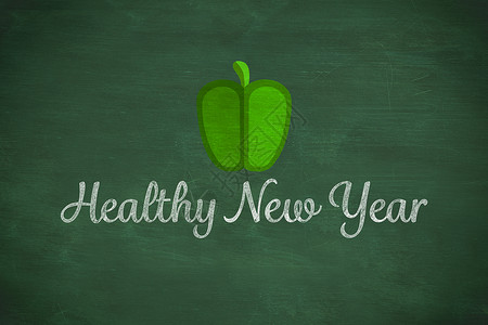 绿色胡椒复合图像蔬菜黑板辣椒新年健康背景图片