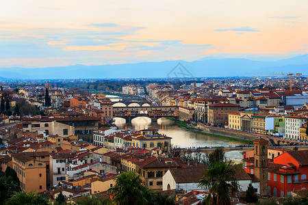 佛罗伦萨 韦奇奥旅游城市全景建筑学地标景观遗产旅行老桥背景图片