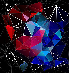 红色多边形多色多边摩西背景技术三角形艺术红色装饰品马赛克插图横幅创造力折纸背景