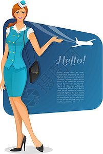 妖娆空姐装制服穿空姐制服的女孩微笑成人女性假期工人商业女士卡通片工作旅游设计图片