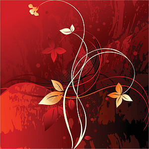 花层背景风格植物曲线装饰角落绘画横幅红色插图创造力高清图片