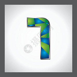 绿色字母水晶蓝色折纸阴影马赛克夹子插图黄色学校三角形背景图片