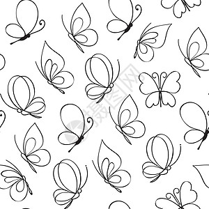 昆虫手绘无缝蝴蝶型手绘插图墙纸绘画草图风格翅膀墨水纺织品装饰品设计图片