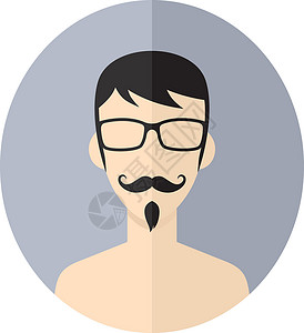 男人时髦头像用户图片卡通人物潮人胡子卡通片化身文化发型青年胡须徽章个性背景图片