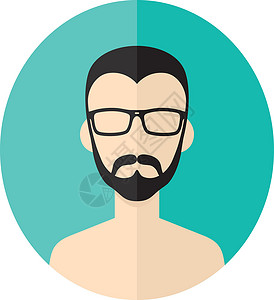 男人时髦头像用户图片卡通人物胡须眼镜徽章个性男性电脑卡通片插图潮人优雅背景图片