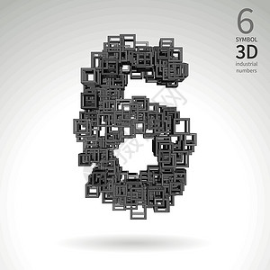 工业编号字母表 - 6 符号6 矢量设计背景图片