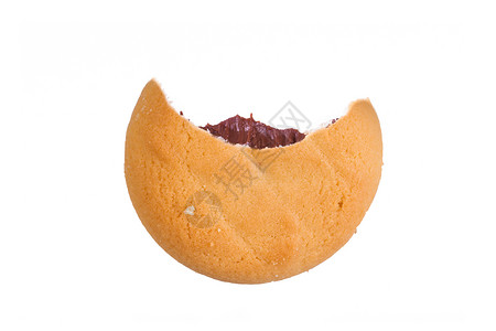 咬过的饼干曲奇蛋糕小吃白色影棚甜点面包营养养分美食家早餐背景图片