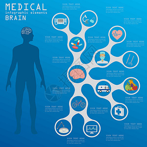 医疗和保健信息 脑人口图和脑人口图生物学癌症器官诊所图表科学身体医生注射器插图图片
