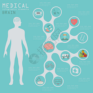 医疗和保健信息 脑人口图和脑人口图图表器官药品身体脑炎救护车生物学医院数据医生设计图片