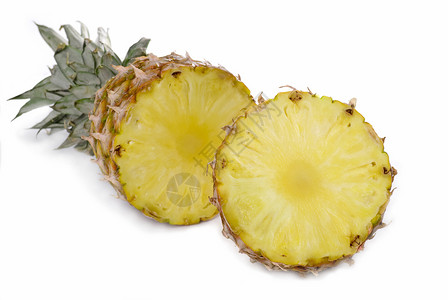 菠萝黄色狭缝水平热带白色水果背景图片