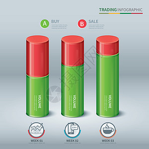 圆柱形条交易量报告圆柱形金融插图图表推介会统计数据生长体积设计图片