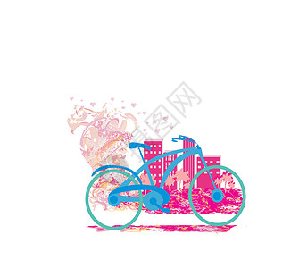 骑自行车的可爱卡片背景图片