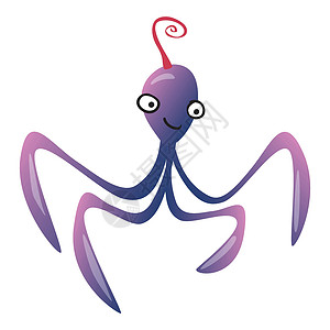 亚洲地老虎蜘蛛有趣的卡通章鱼钓鱼动物学海洋触手童话外星人矿业食物动物头足类插画