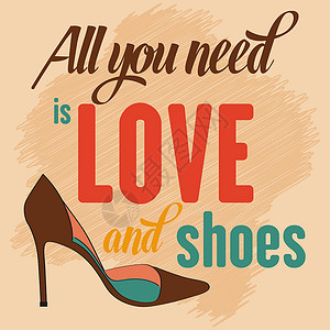 复古鞋女素材鞋子的引文缩写背景字体标签卡片海报精神创造力标题生活艺术绘画设计图片