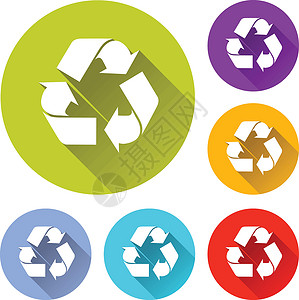 循环回收图标生态红色网页橙子设计蓝色网络按钮绿色背景图片