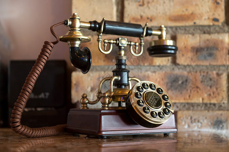 古董模拟电话铃声远程固定电话手台耳机戒指盒子背景图片