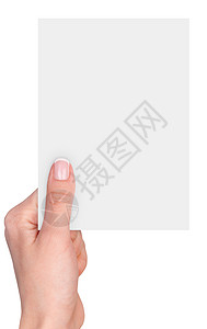 持有空白卡的手指广告空白女性白色拇指卡片背景图片