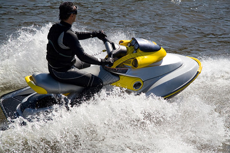 喷气机闲暇波浪海洋赛车手摩托车摩托艇运动旅游汽艇冒险背景图片