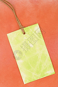 标签标记皮革橙子细绳绿色商业背景图片