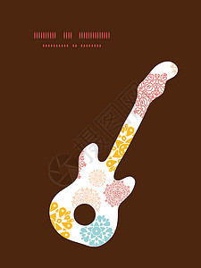 矢量抽象装饰圆环 恒星吉他吉他 音乐双光影图案框架背景图片