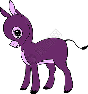 小驴子卡通片紫色肚皮粉红色背景图片